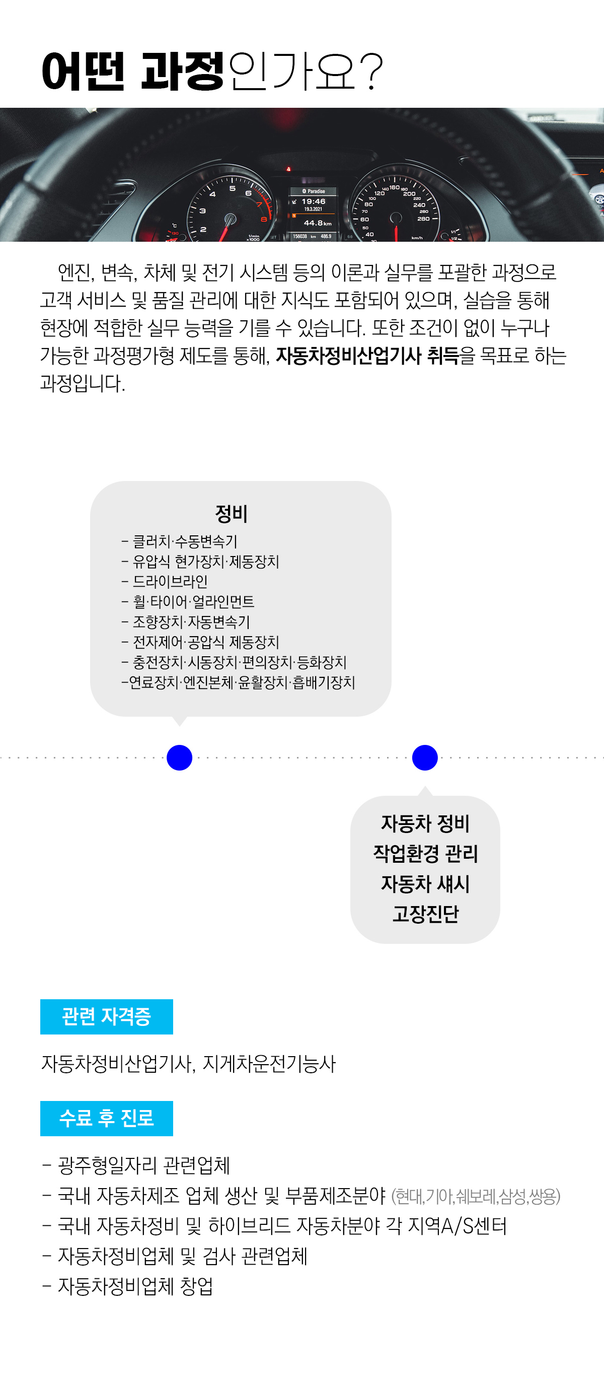 (과정평가형)자동차정비산업기사 및 전기차 정비인력 양성과정B 